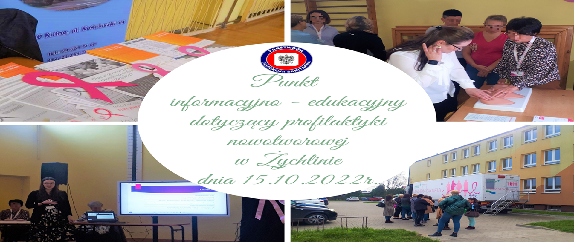 Punkt informacyjno - edukacyjny dotyczący profilaktyki nowotworowej w Żychlinie dnia 15.10.2022r.