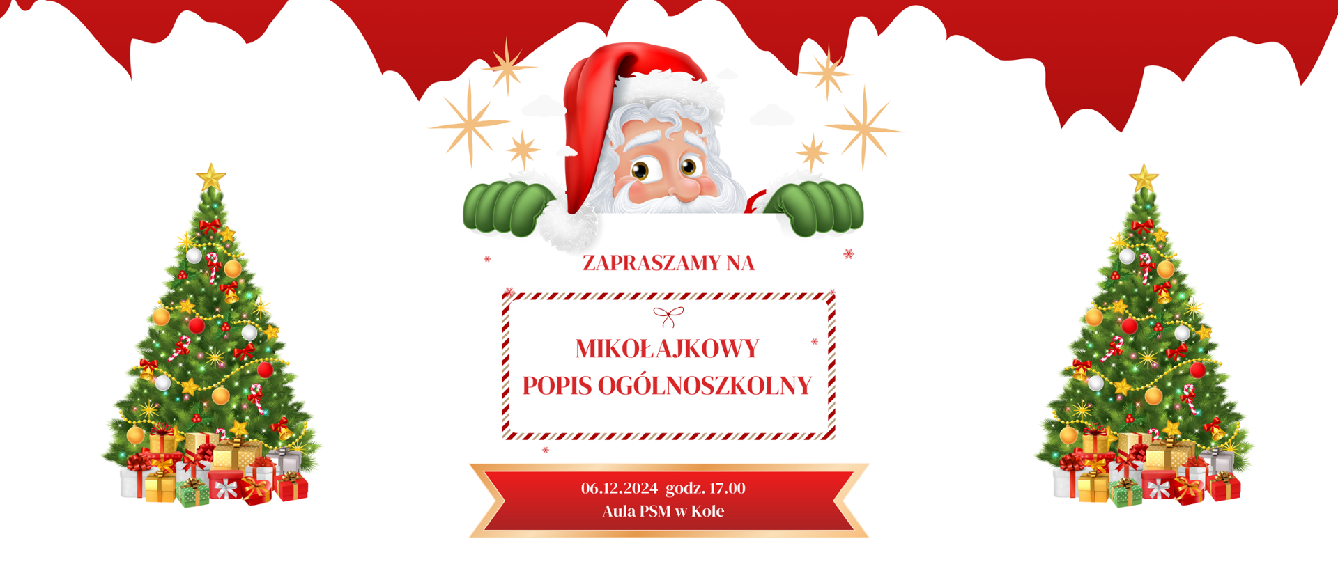 mikołajkowy popis ogólnoszkolny 6 grudnia 2024 godz. 17,00 aula PSM w Kole