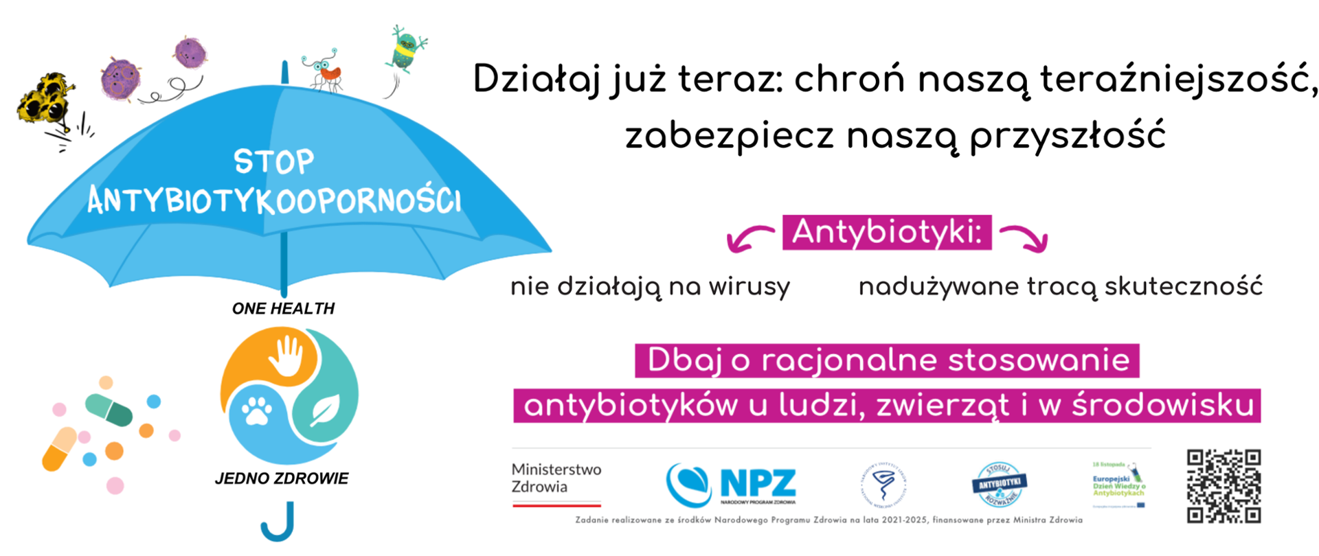 Antybiotykooporność stanowi narastające zagrożenie dla zdrowia publicznego. Pamiętajmy, że antybiotyki nie zwalczają infekcji wirusowych, a ich nieuzasadnione stosowanie przyczynia się do utraty skuteczności leczenia. Dbajmy o racjonalne stosowanie antybiotyków zgodnie z ideą „Jedno Zdrowie”.