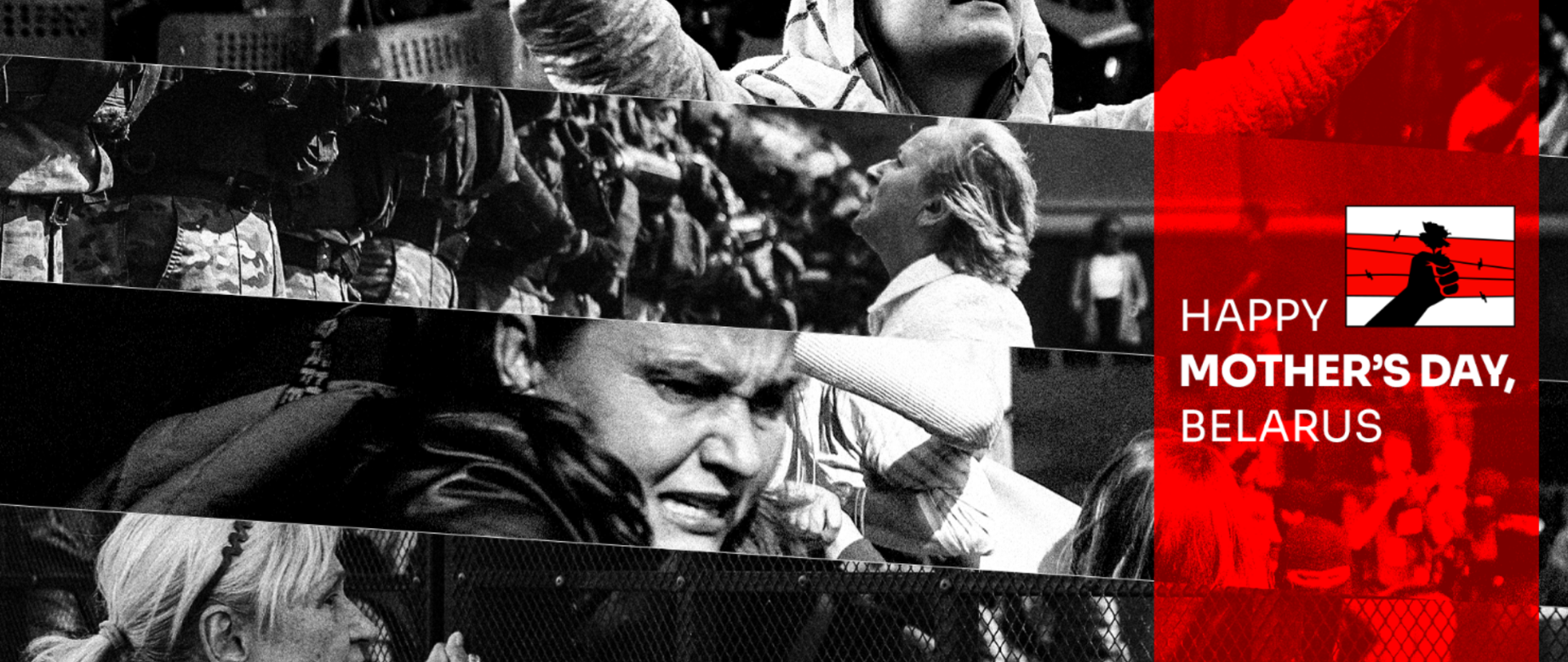 Conjunto de imagens que representam as manifestações na Bielarússia.