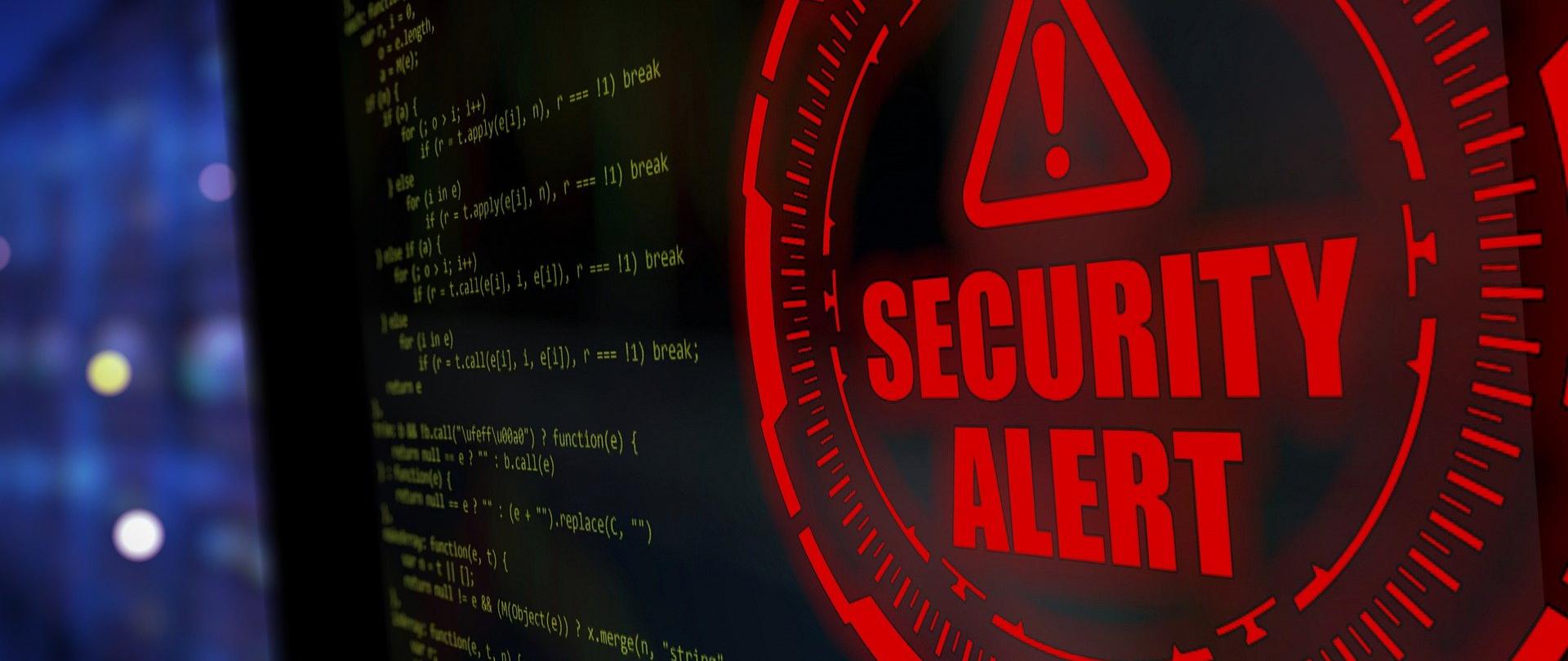 alert - przykładowa grafika. Na zdjęciu monitor komputerowy z napisem alert 