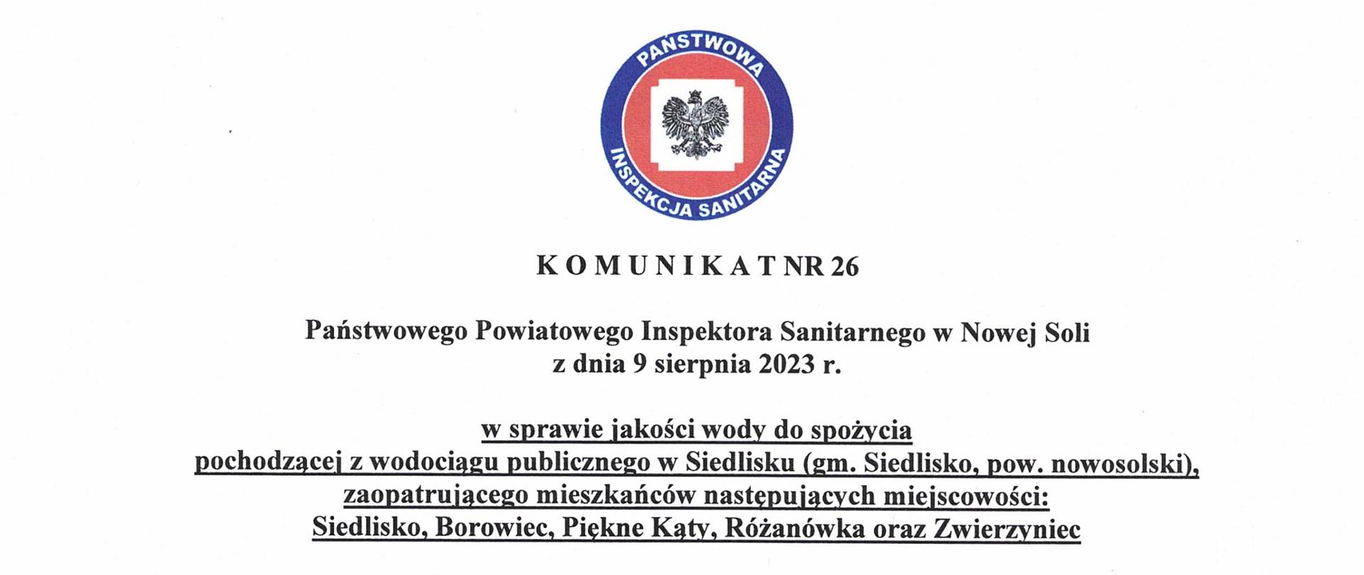 Komunikat nr 26 Siedlisko