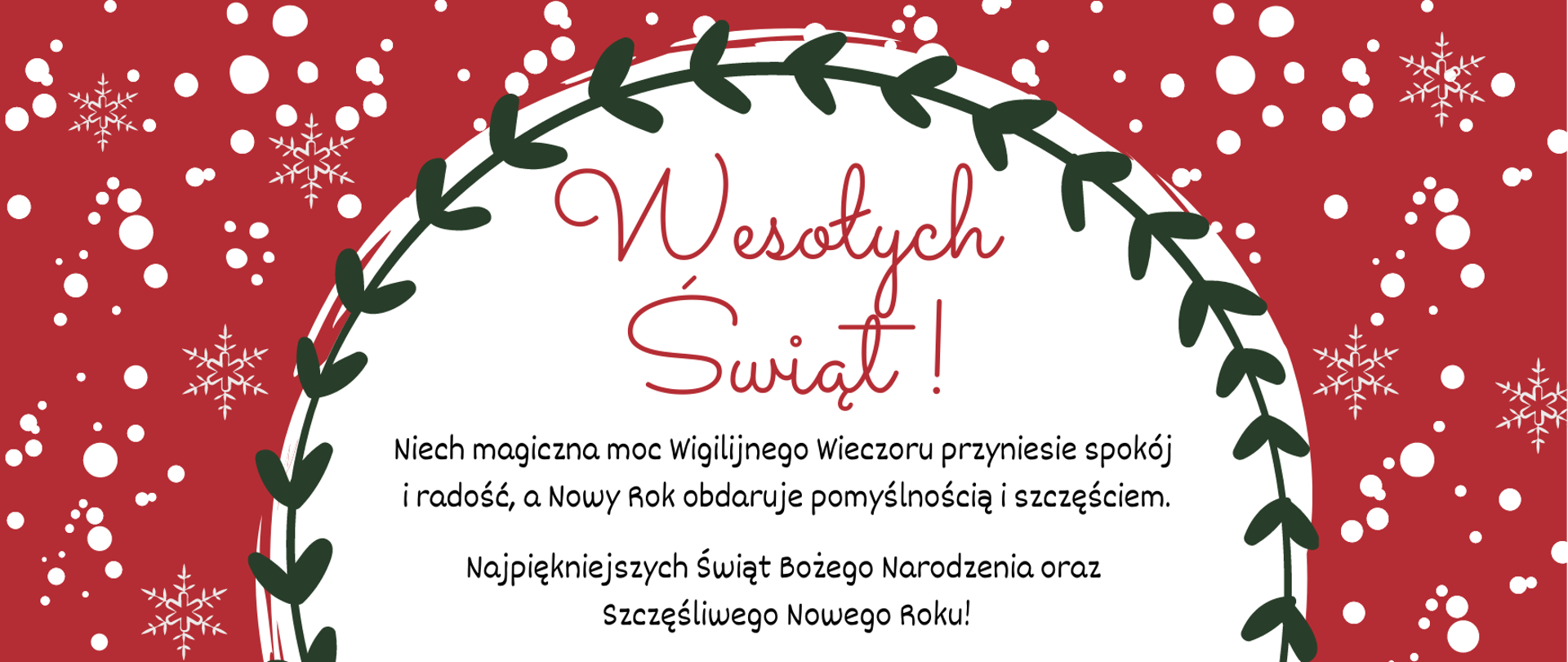 Na czerwonym, prostokątnym tyle znajduje się białe koło z zieloną obwódką w kształcie liści, a wewnątrz niego znajdują się życzenia świąteczne Komendanta Powiatowego Państwowej Straży Pożarnej w Rawie Mazowieckiej. W lewym, dolnym rogu czerwonego prostokąta znajduje się białe logo PSP, a w prawym, dolnym rogu biały napis Rawa Mazowiecka, grudzień 2021 r.