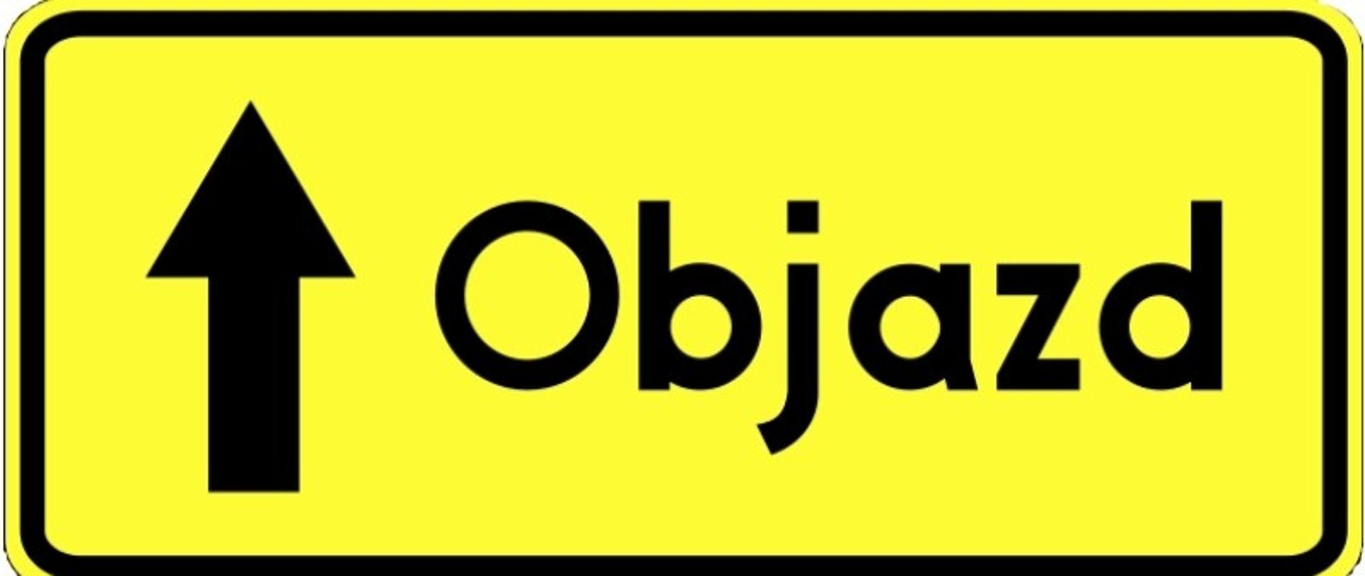 Lico znaku drogowego z informacją o objeździe