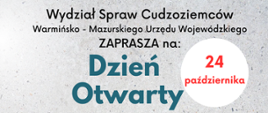 plakat szaro-niebieski z data napisana na czerwono "24 października", oraz informacjami dla cudzoziemców 