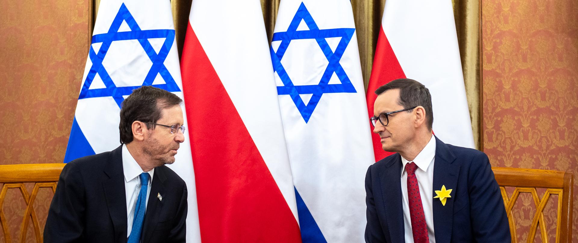 Premier Mateusz Morawiecki i prezydent Państwa Izrael Izaak Herzog