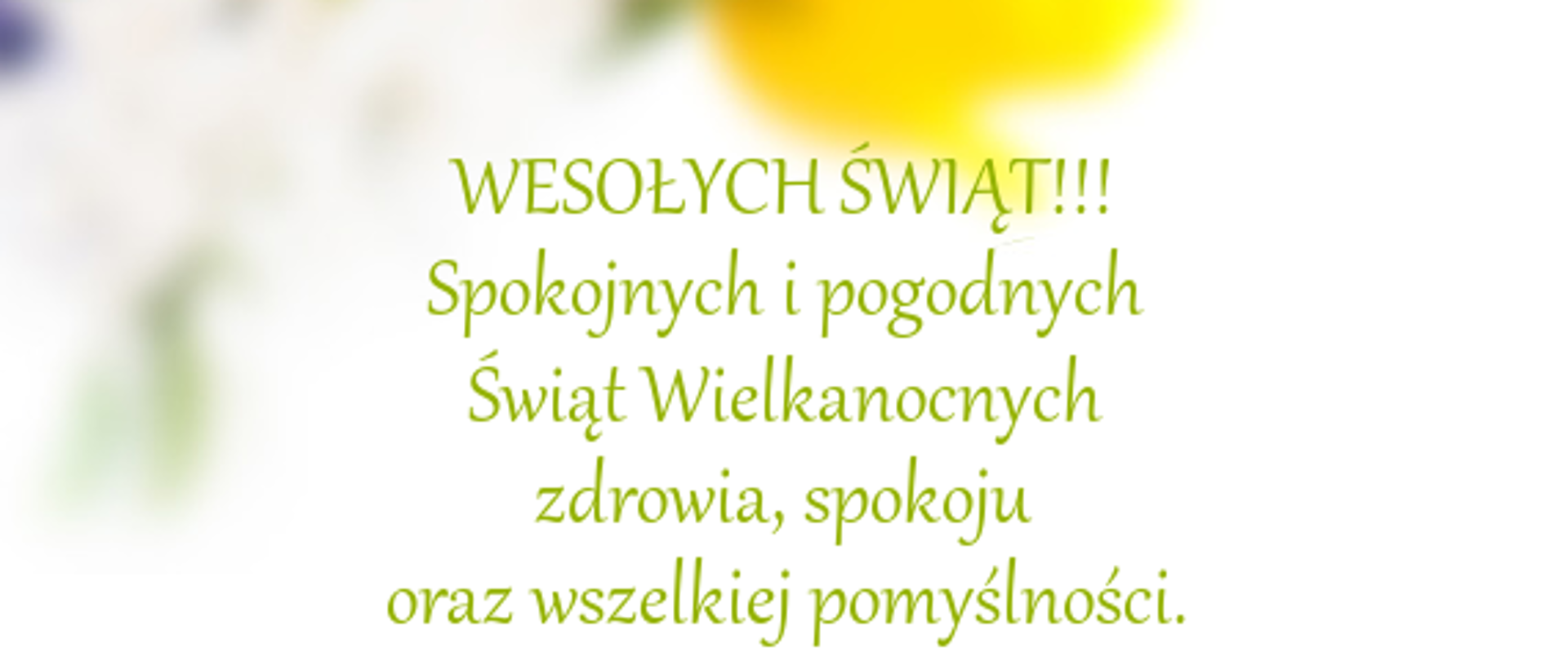 Zdjęcie przedstawia życzenia Komendanta Powiatowego. W tle koszyk z pisankami.