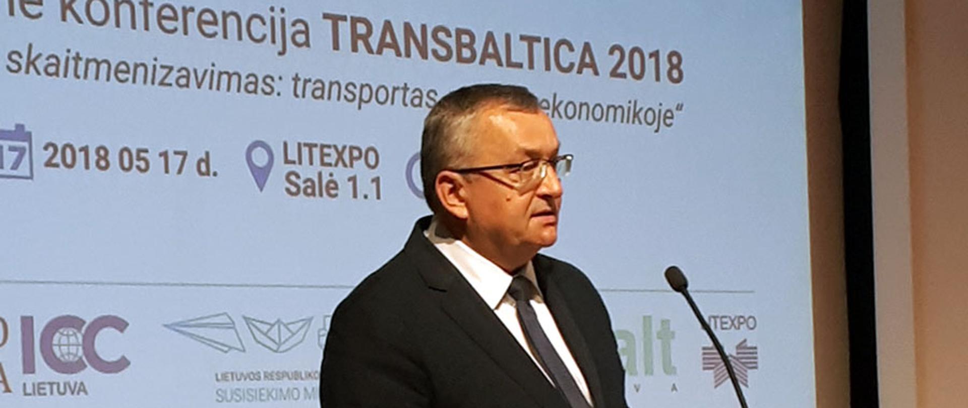 Minister Andrzej Adamczyk na konferencji TRANSBALTICA 2018