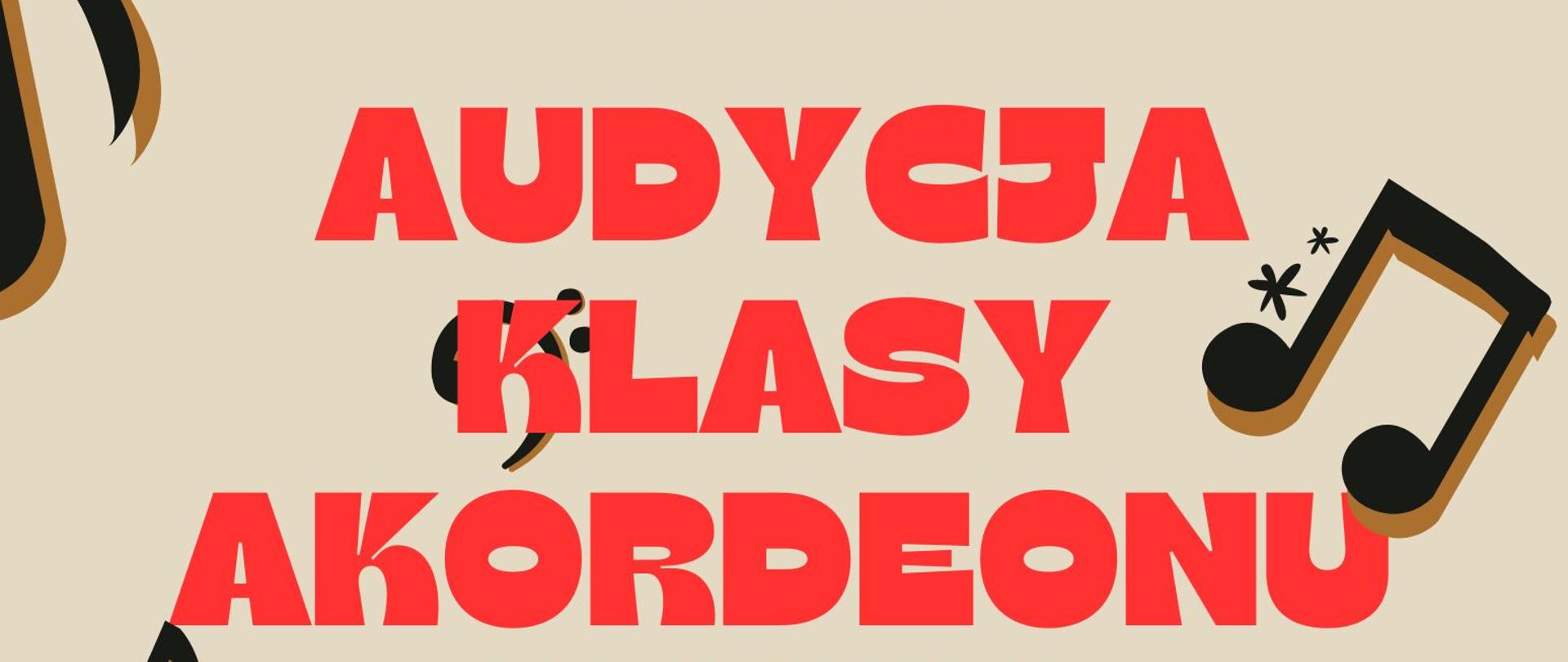 Na tle pięciolinii i nut napis audycja klasy akordeonu Dariusza Stefanowskiego, na dole data 20.12.2023 godzina 17:00 oraz miejsce Państwowa Szkoła Muzyczna I stopnia Im. J. S. Bacha w Grajewie.