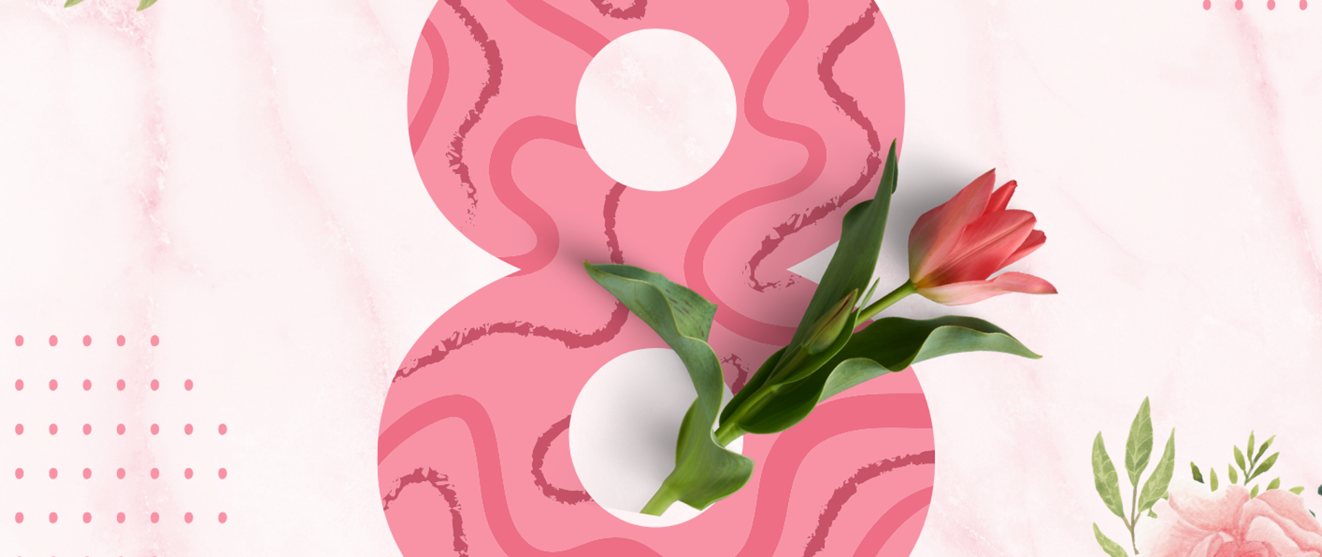 Plakat ze szczegółami koncertu w kolorze różowym ze zdjęciami kwiatów