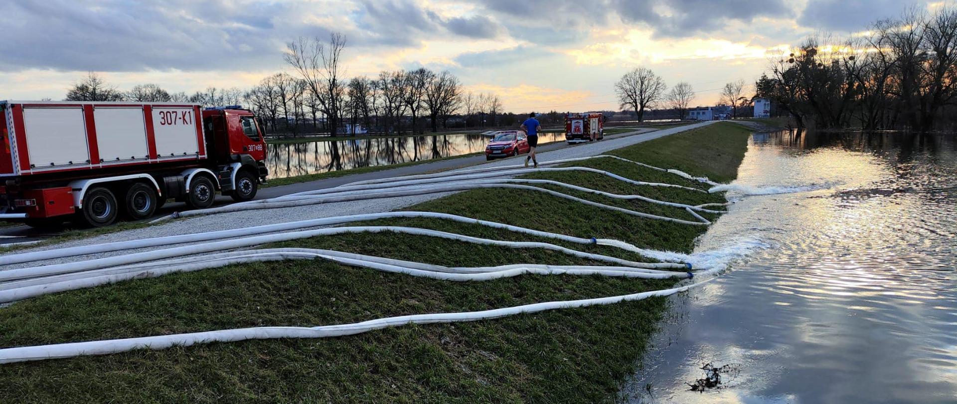 Działania strażaków na rzece Widawa