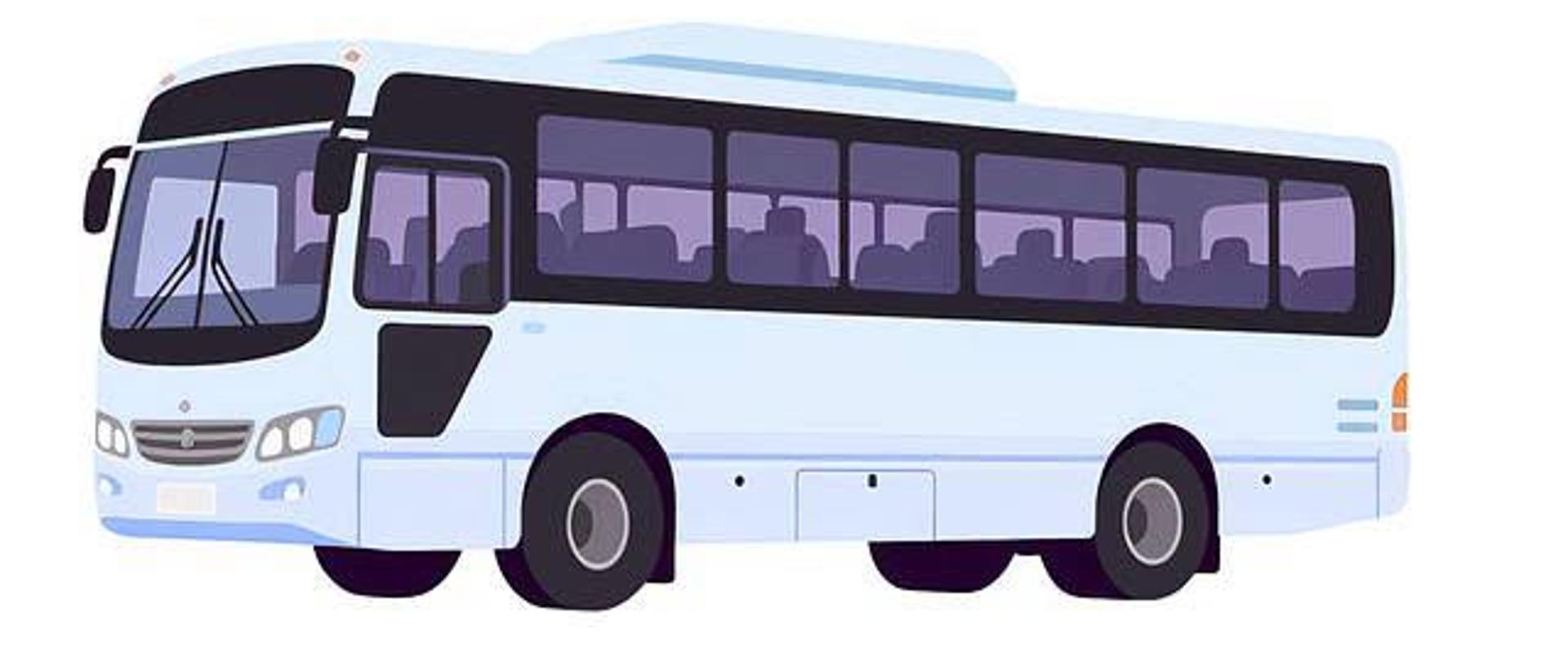 Zdjęcie przedstawia na białym tle autobus szkolny