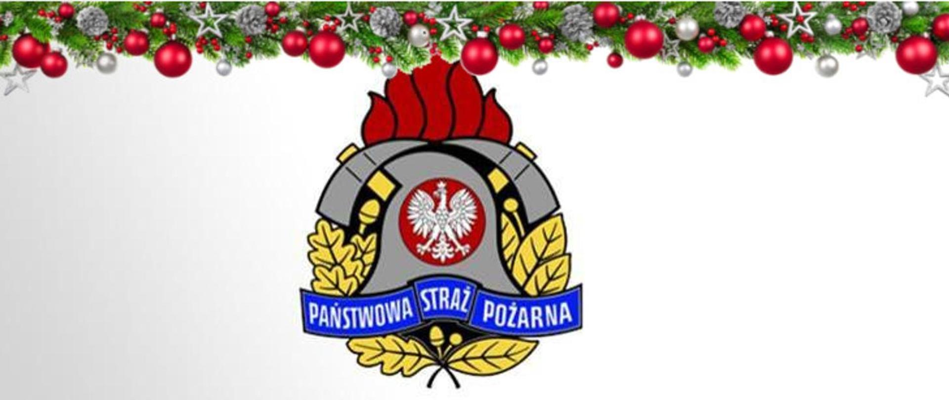 Logo PSP na tle świątecznym