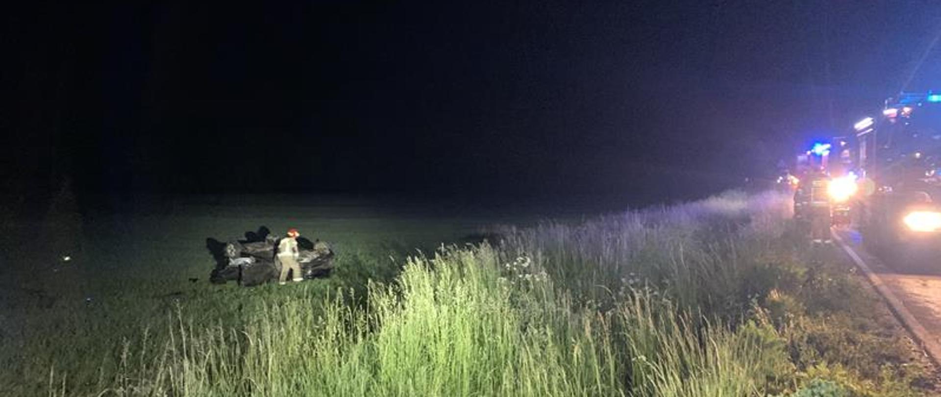 Działania ratownicze podczas wypadku w miejscowości Niemścice.