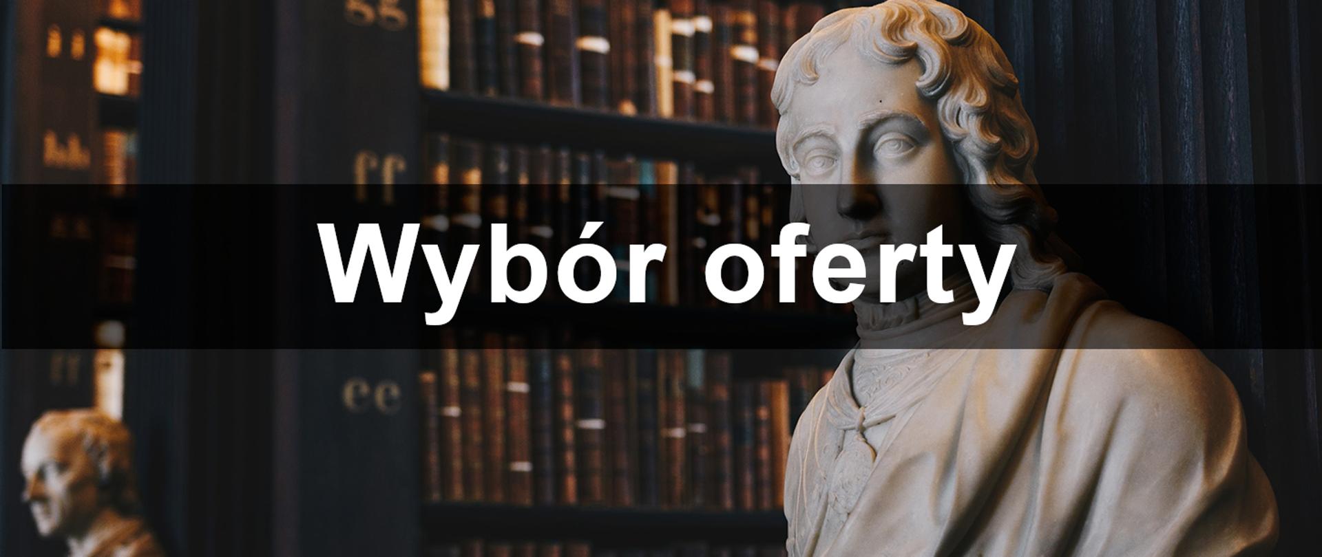 Baner książki i posąg