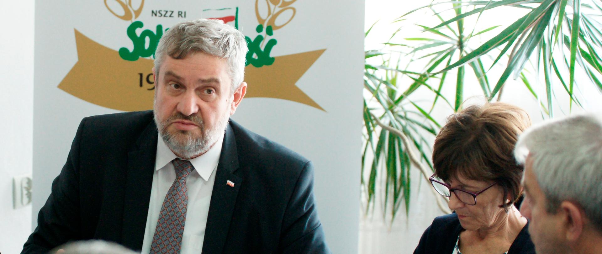 Min. J.K. Ardanowski podczas spotkania z Prezydium NSZZ RI „Solidarność”