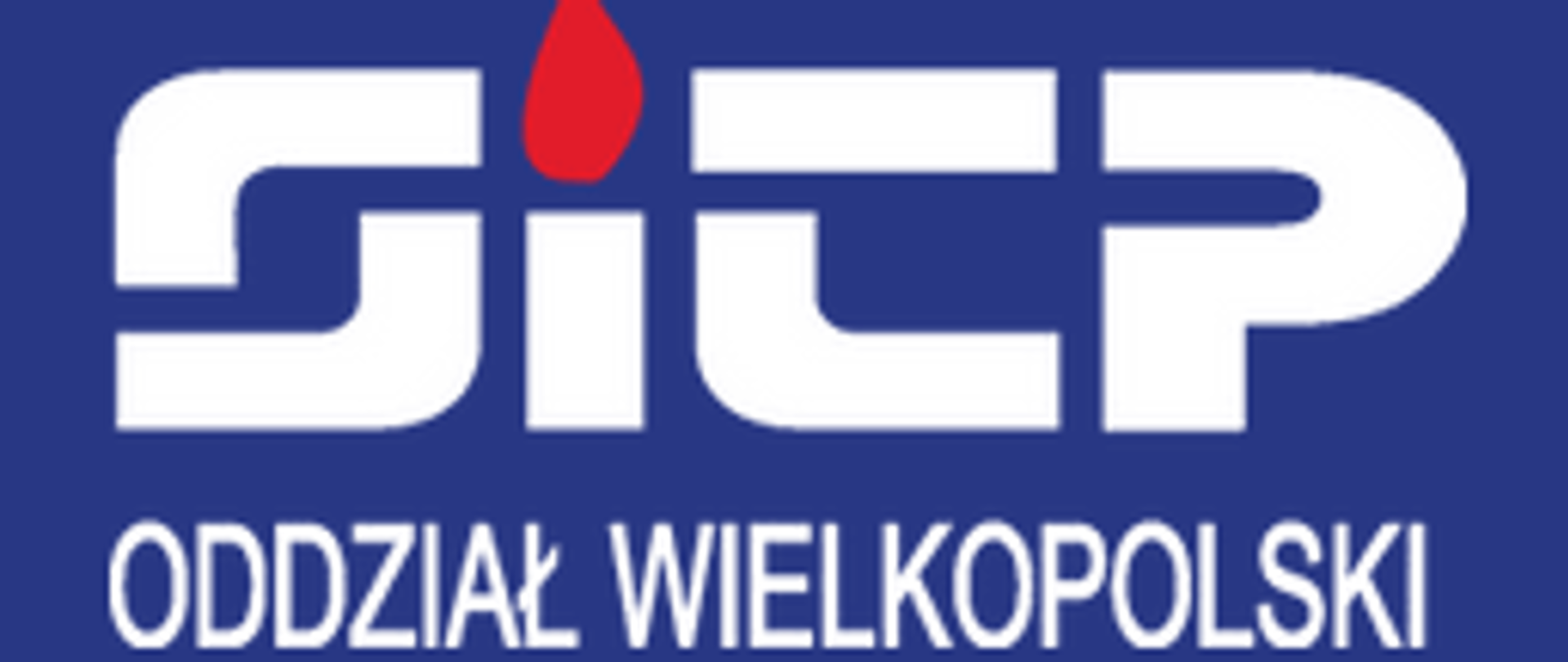 Logo oddziału wielkopolskiego SiTP na niebieskim tle