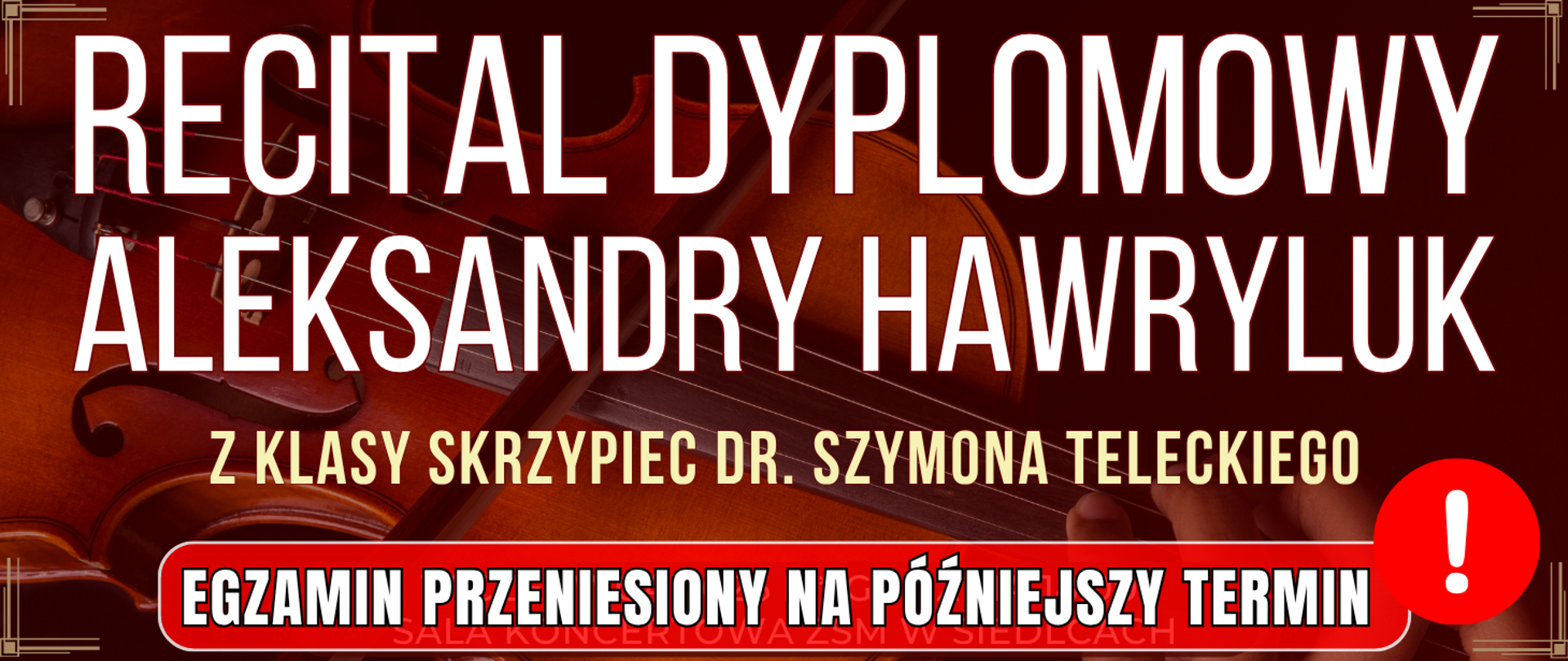 baner w tle skrzypce oraz informacja o wydarzeniu