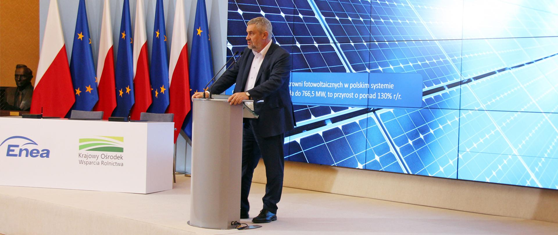 Minister J. K. Ardanowski podczas wystąpienia