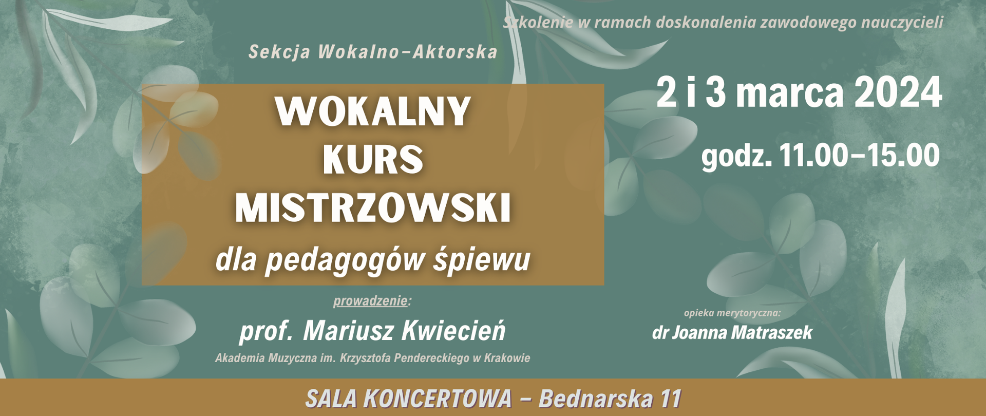 Baner - 2-3.03.2024 - Mariusz Kwiecień - warsztaty wokalne
