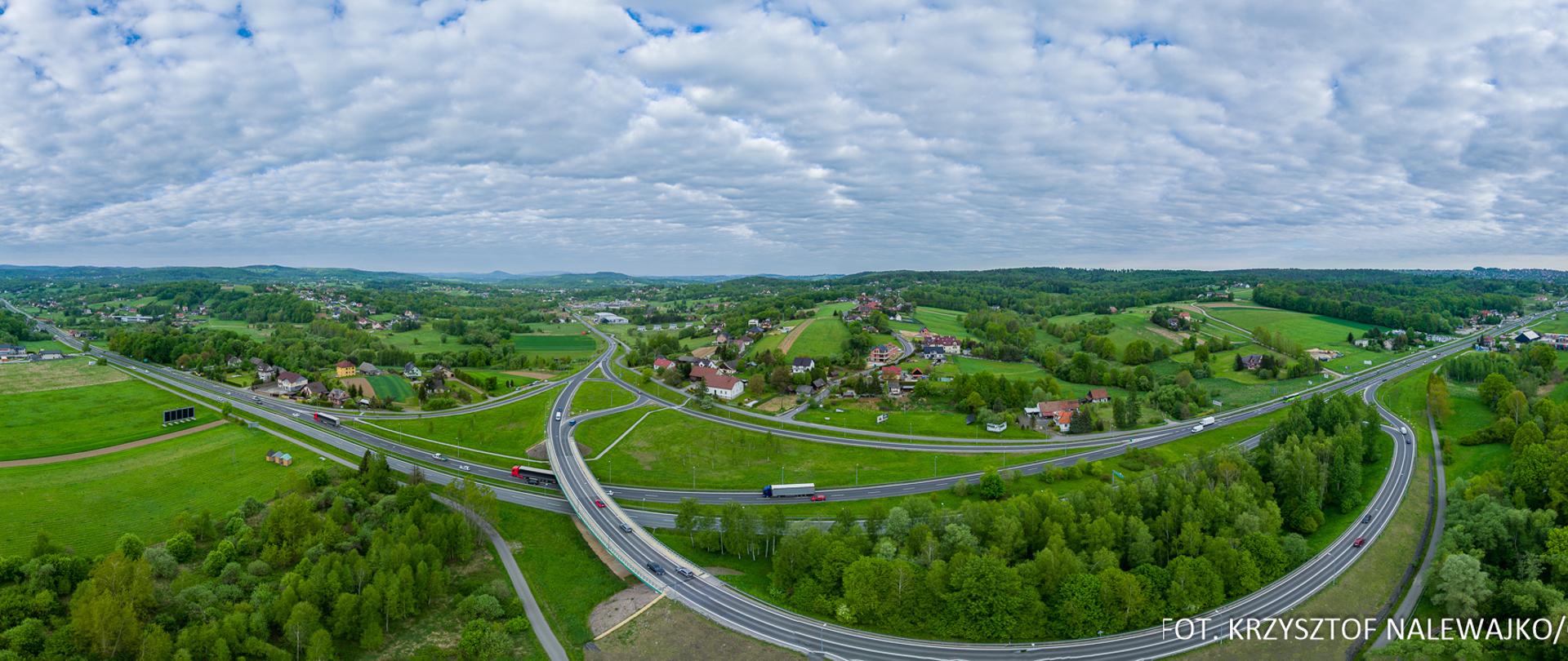 DK7 Kraków - Myślenice, skrzyżowanie z DK52 w Głogoczowie