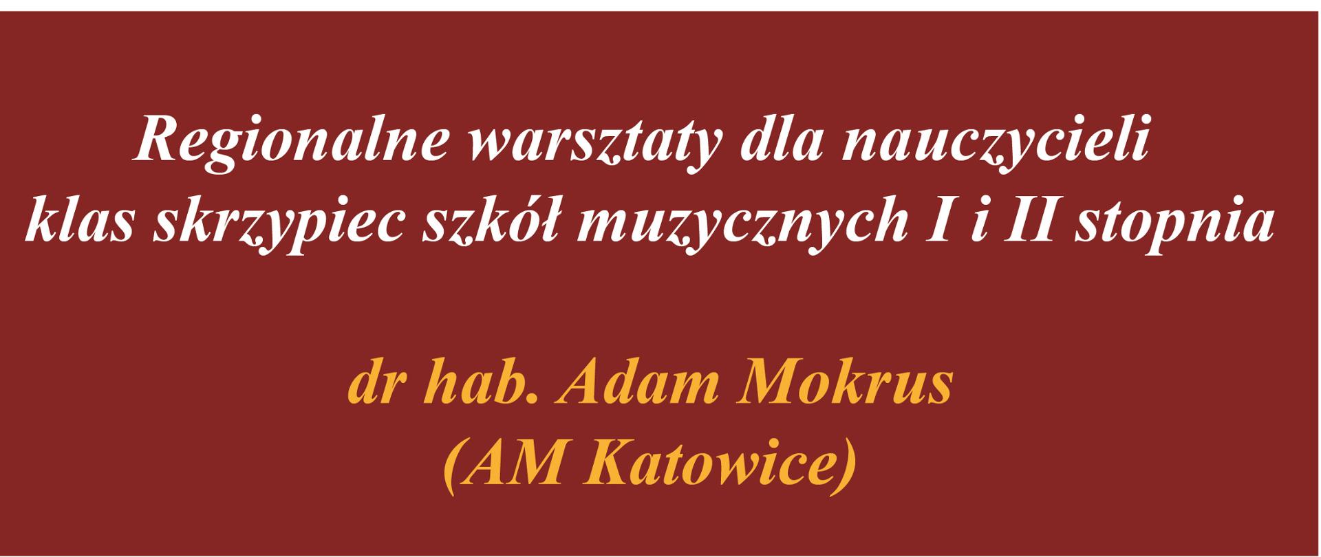 Na plakacie informacja o warsztatach dla nauczyciel skrzypiec