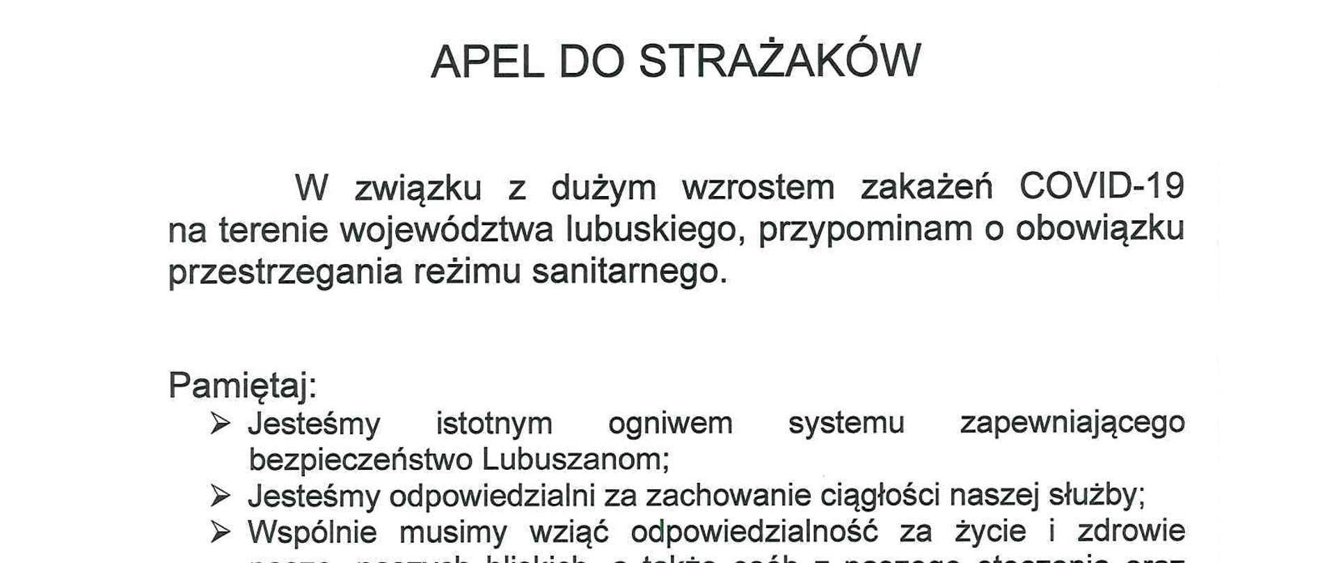 Apel LKW do strażaków