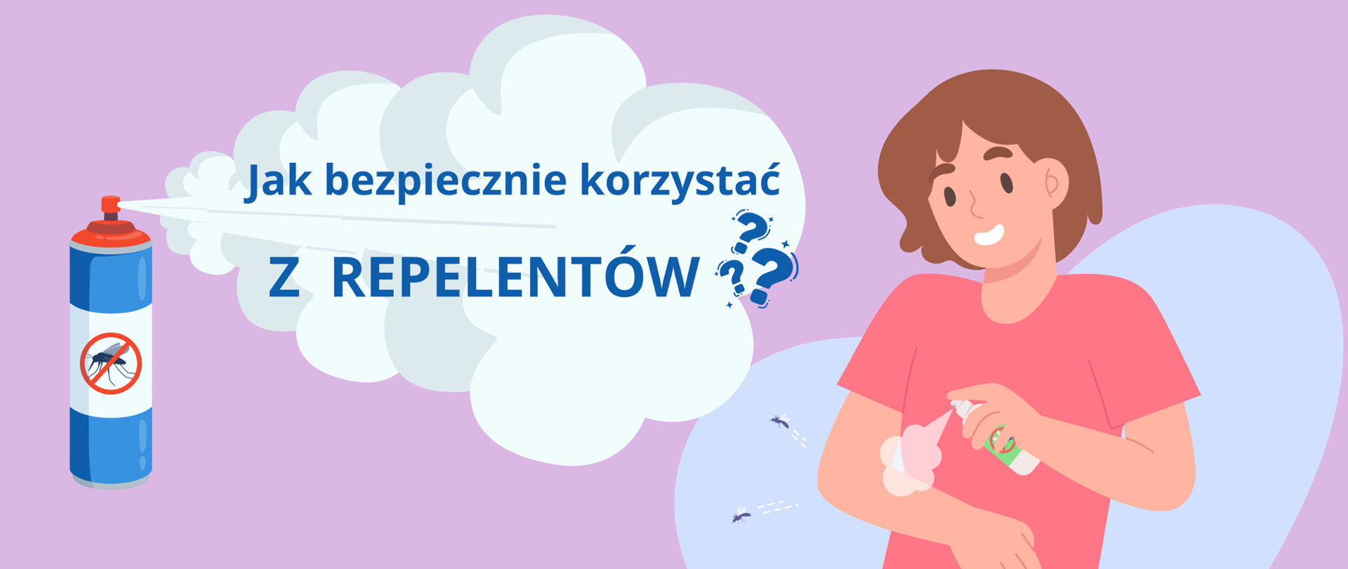 po lewej stronie napis - jak bezpiecznie korzystać z repelentów, po lewej stronie kobieta stosuje na skórę środek