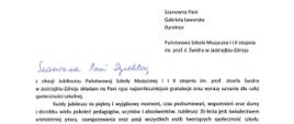 Gratulacje z okazji Jubileuszu 35 - lecia Szkoły