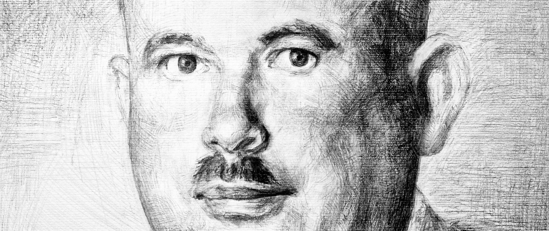 Rysunek - portret Tadeusza Roga zrealizowała Anna Olejarz uczennica kl. 3A PLSP im. A. Kenara w roku 2023. Rysunek przedstawiający dyrektora szkoły narysowany jest ołówkiem na papierze. Dyrektor ubrany jest w białą koszulę z krawatem w białe pasy, ma na sobie założoną szarą marynarkę. Tadeusz Róg ma krótkie zaczesane do tyłu włosy, ma również przystrzyżonego charakterystycznego wąsika. Postać lekko się uśmiecha i spogląda w kierunku widza.