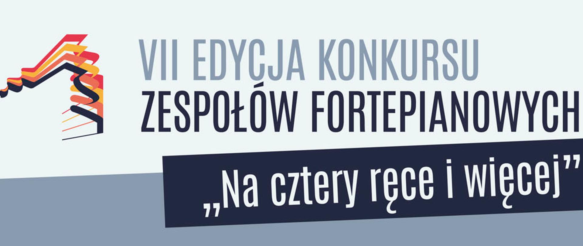 Grafika przedstawia cztery kolorowe dłonie grające na fortepianie