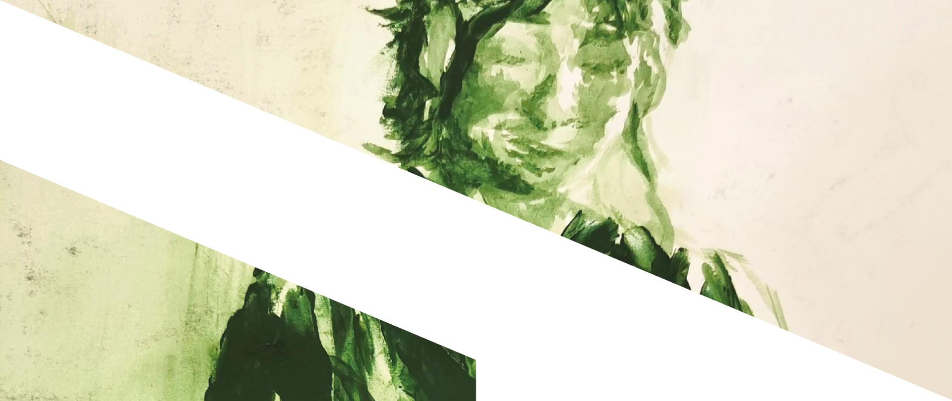 Plakat przedstawiający szkic malarski postaci z informacjami na temat wystawy