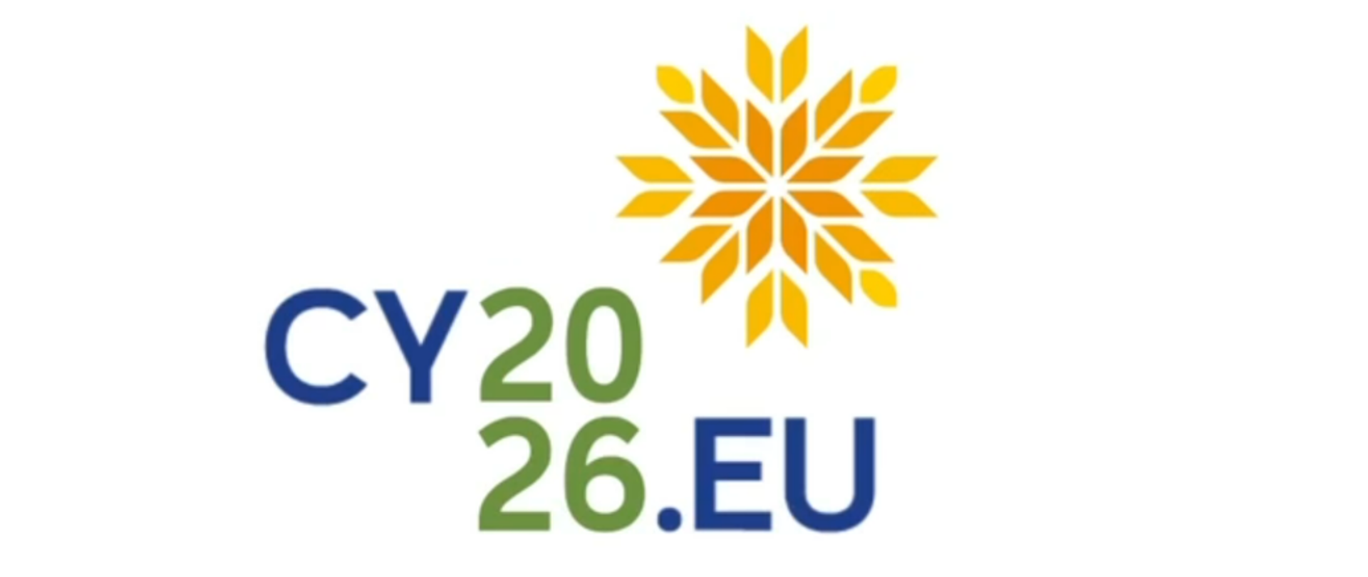 Napis CY2026.EU oraz tradycyjny żółty wzór cypryjski