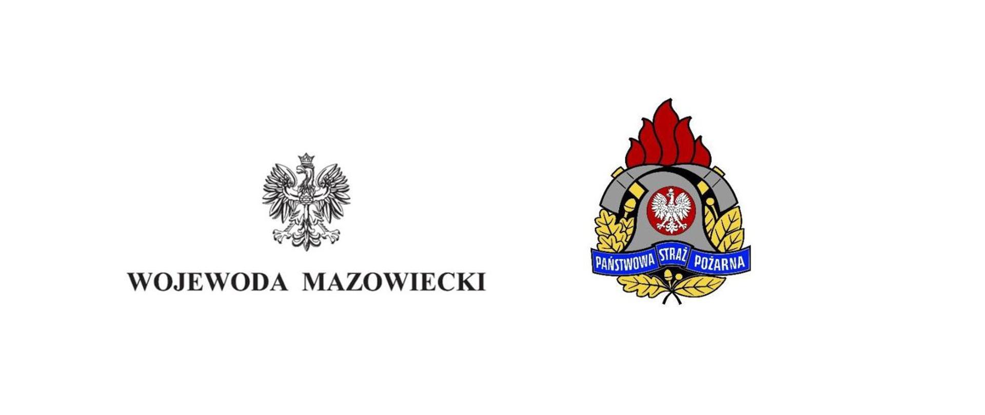 Logo: Wojewoda Mazowiecki. Logo: Państwowa Straż Pożarna
