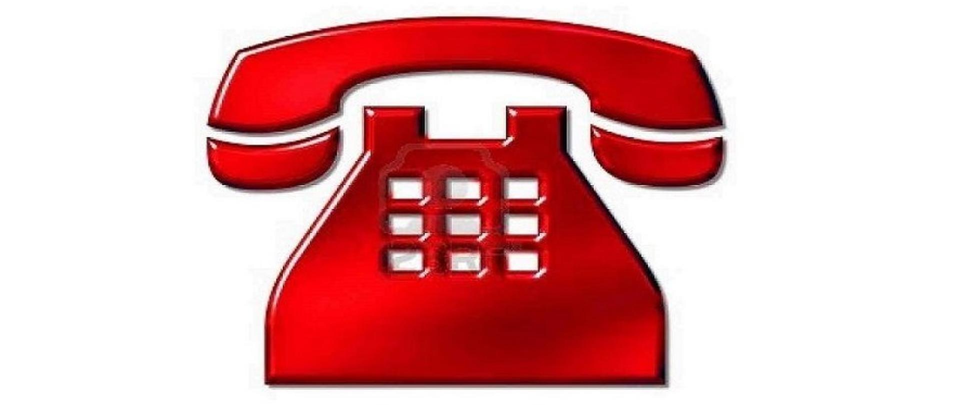 Symbol telefonu w kolorze czerwonym na białym tle