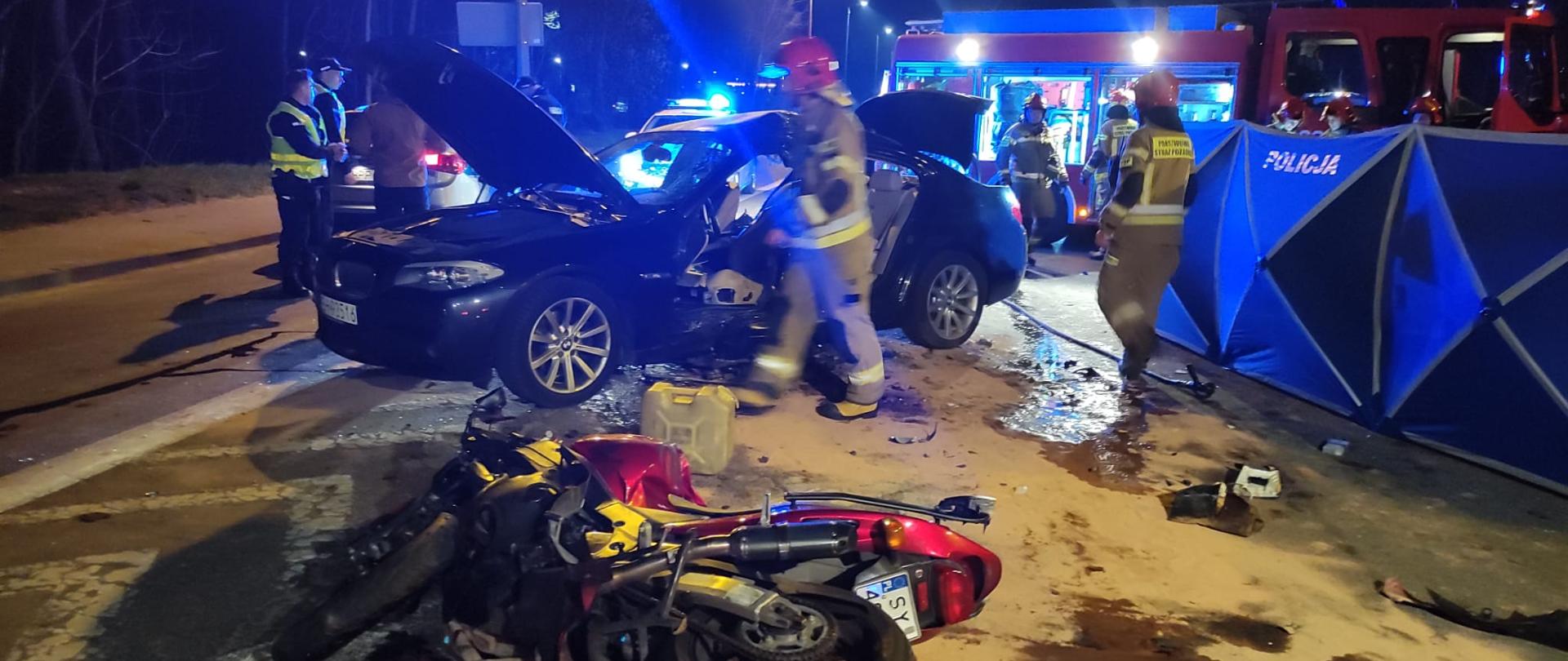 Świętochłowice ul. Bytomska zderzenie samochodu osobowego z motocyklem. 