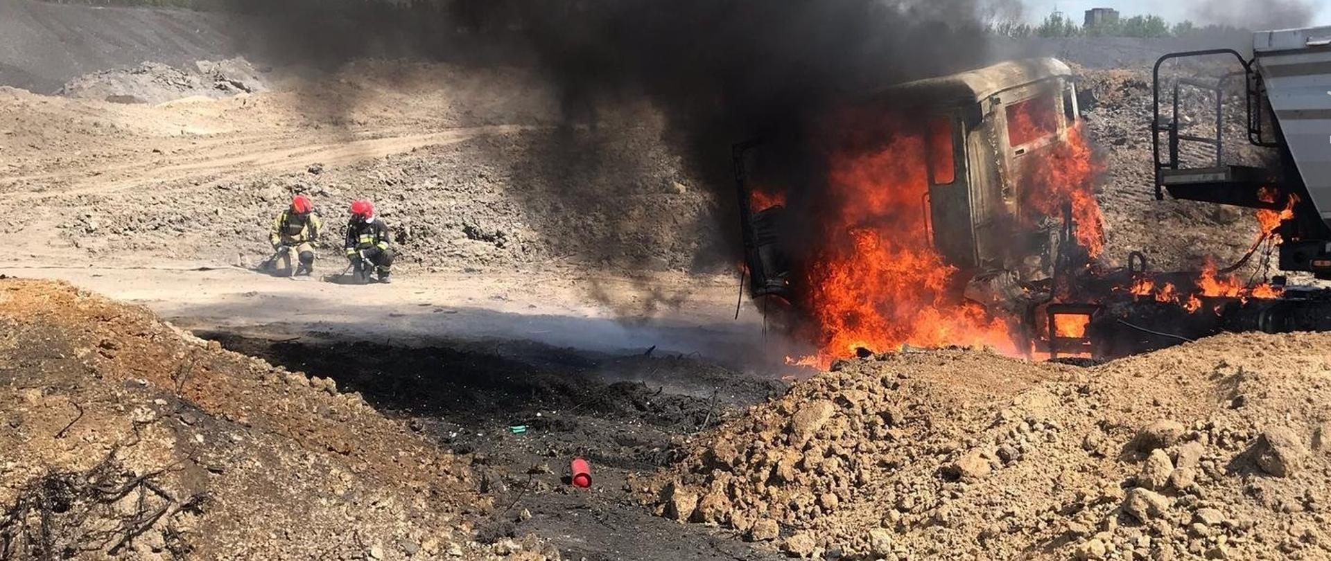 Pożar ciągnika siodłowego