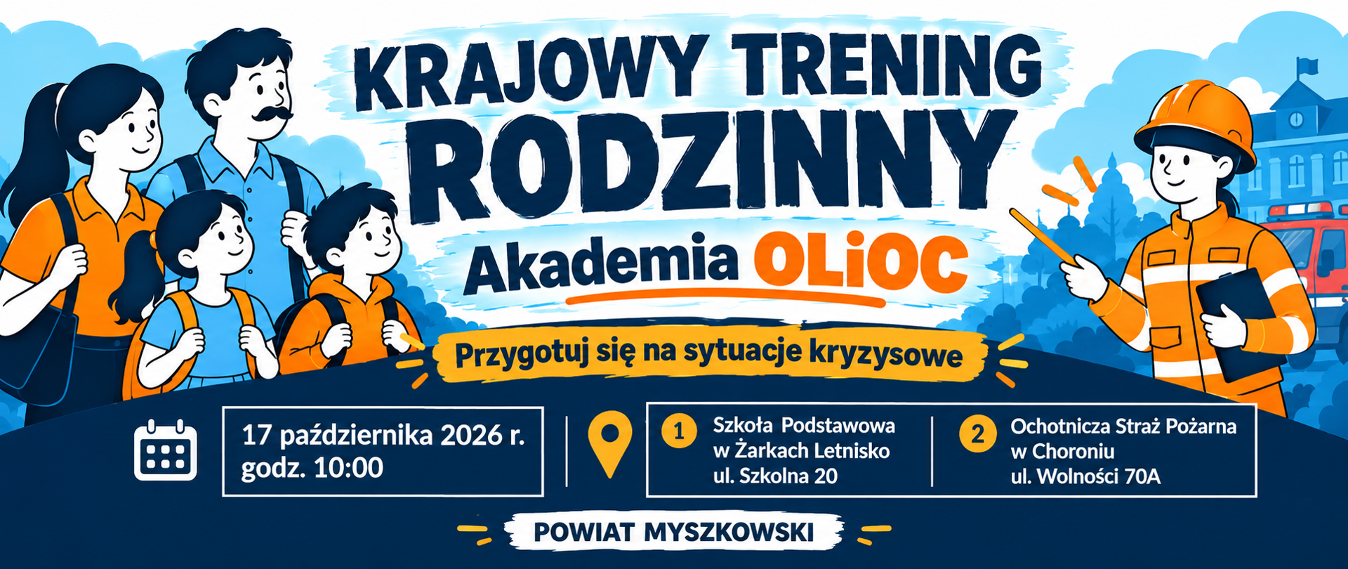 Zdjęcie przedstawia baner informacyjny o Krajowym Treningu Rodzinnym w ramach Akademii OLiOC