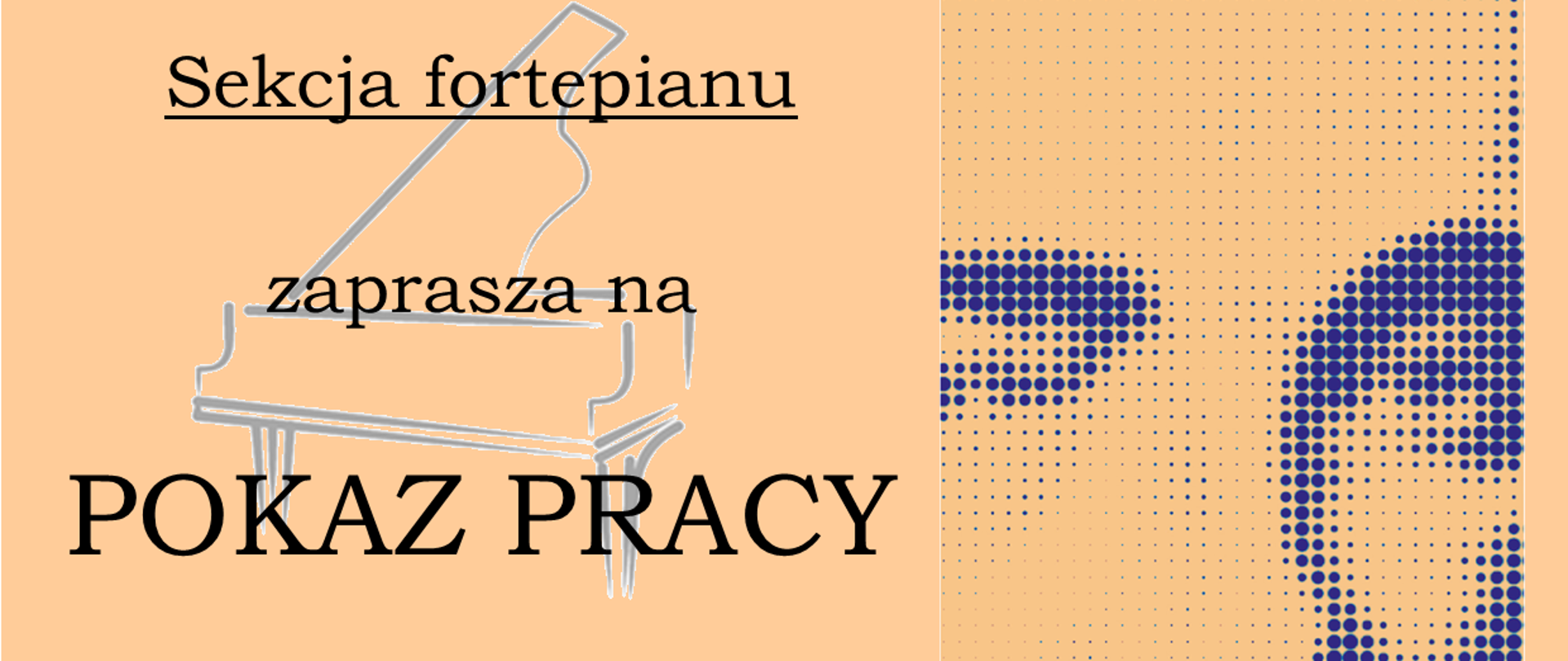 Plakat na beżowym tle. Z prawej strony podobizna Karola Szymanowskiego w odcieniu fioletu i beżu. Z lewej strony informacja o pokazie pracy uczniów klasy szóstej i czwartej który odbędzie się 17 listopada o godz.17:00 w sali kameralnej.