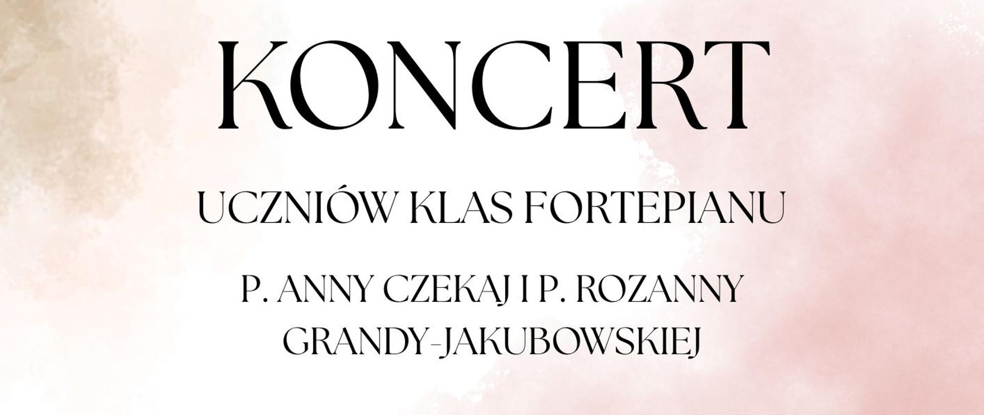Plakat przedstawia zapowiedź koncertu klasy fortepianu
