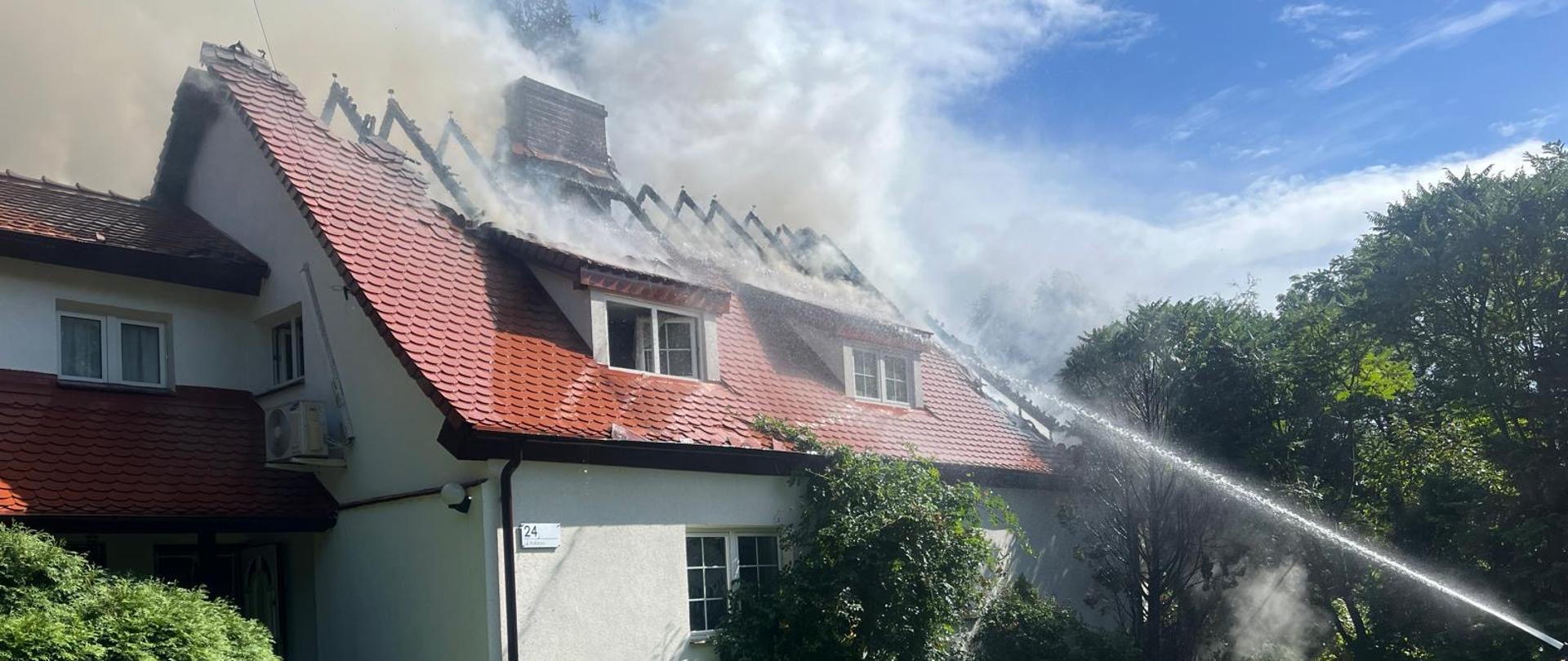 Pożar domu jednorodzinnego w miejscowości Pątnów Legnicki