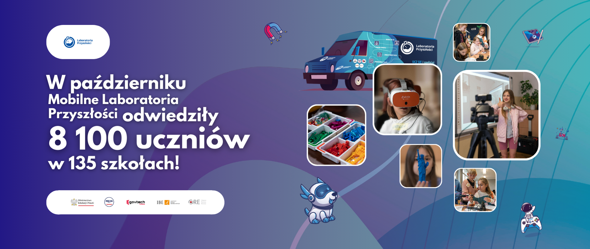 W październiku edukatorzy Mobilnych Laboratoriów Przyszłości odwiedzili 135 szkół i przeprowadzili zajęcia dla 8100 uczniów