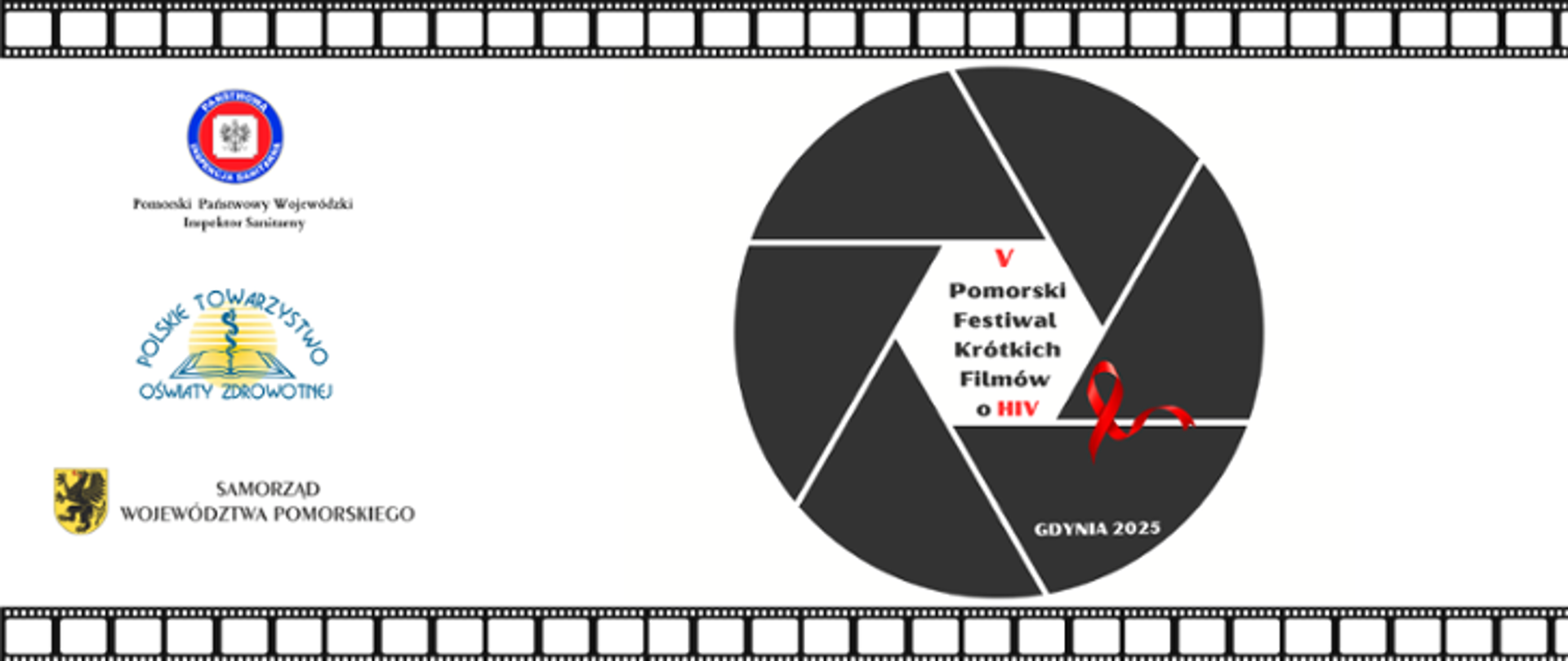Plakat z informacją Pomorski Festiwal Krótkich Filmów o HIV 