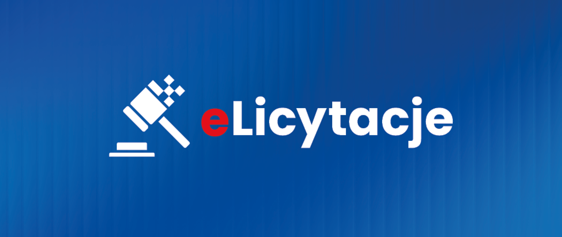 Grafika w niebieskim kolorze z napisem eLicytacje