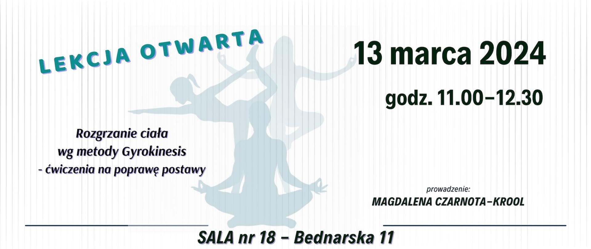 Baner - 13.03.2024 - Lekcja otwarta - metoda Gyrokinesis, M. Czarnota-Krool