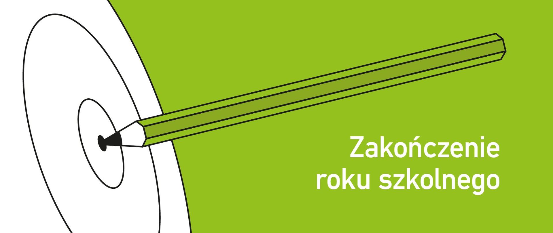 Grafika przedstawiająca ołówek wbity ostrzem w środek tarczy strzelniczej