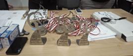 Statuetki oraz medale za zajęcie pierwszych trzech miejsc w Turnieju