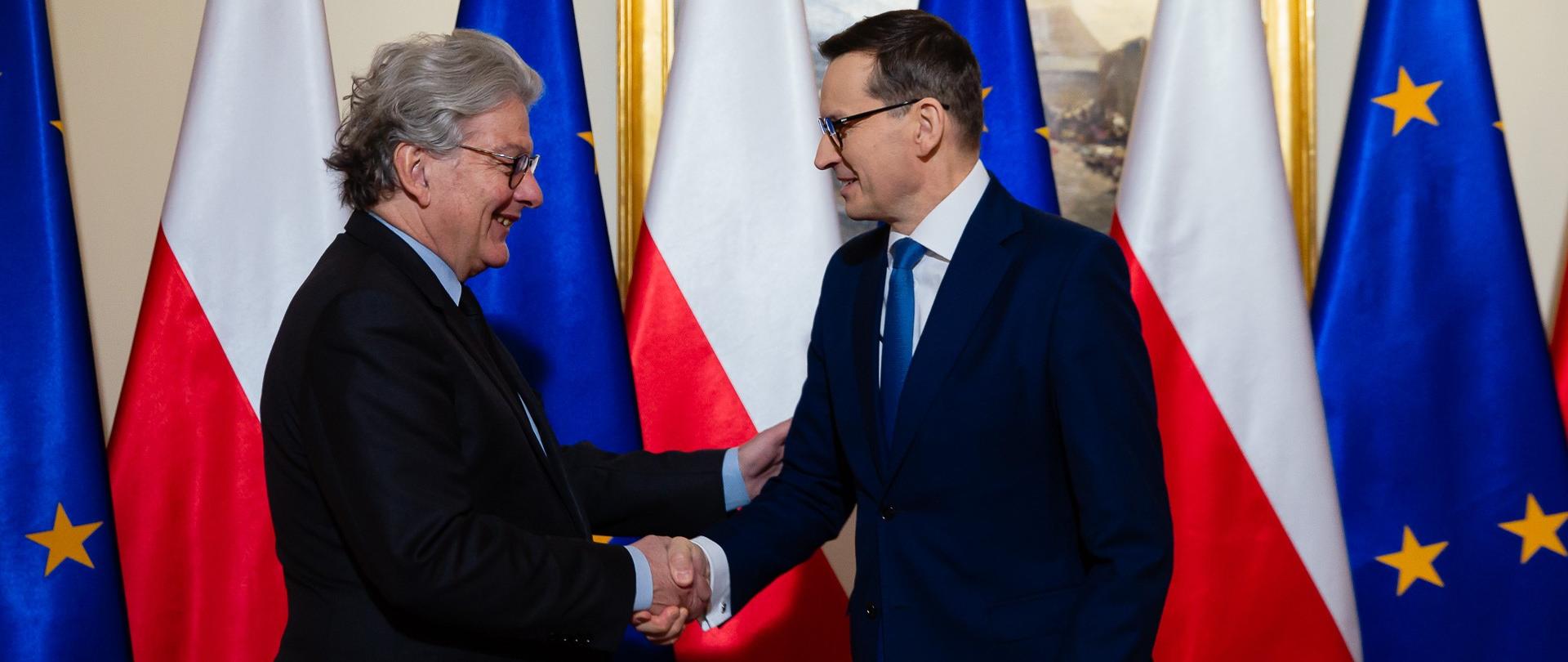 Spotkanie premiera Mateusza Morawieckiego z unijnym komisarzem ds. rynku wewnętrznego Thierrym Bretonem.