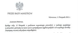 List od Prezesa Rady Ministrów