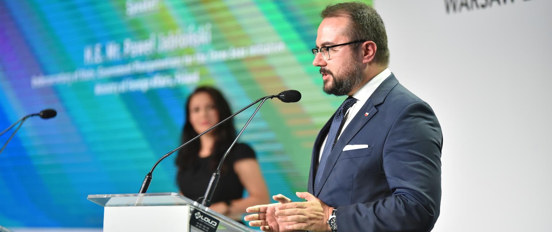 Undersecretary of State at the Ministry of Foreign Affairs, Paweł Jabłoński, speaks during a panel on the Three Seas Initiative